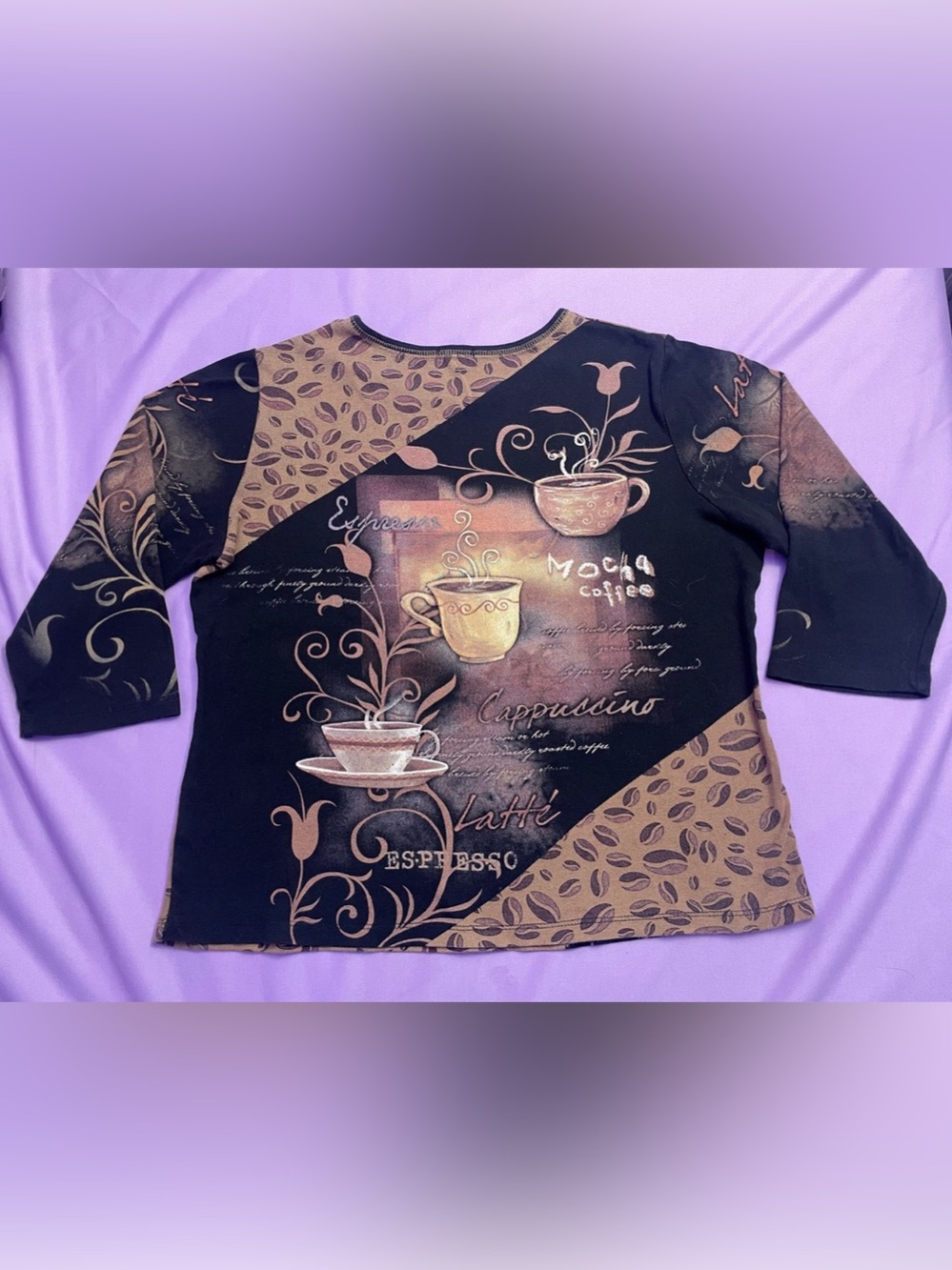 Y2K Vintage Espresso Graphic Top L McBling Downtown Girl Coffeehouse